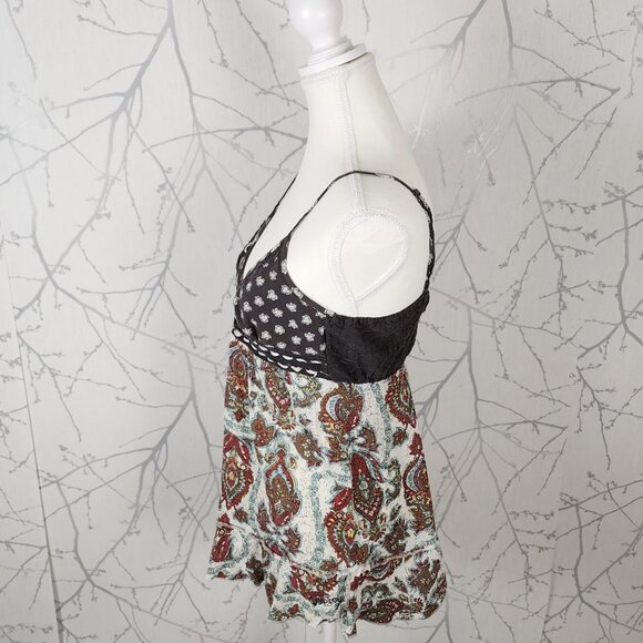 Billabong Artsy Paisley Print Strappy Babydoll Y2K Tank - Picture 3 of 5